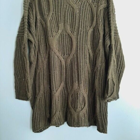CREA CONCEPT Cable Knit Sweater Tunic Drop Shoulders Relaxed Fit Sz L - Picture 8 of 11